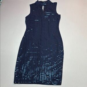 Navy Sequin Midi Party Dress